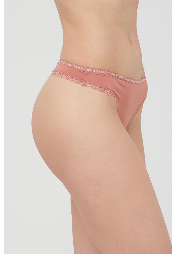 TOMMY HILFIGER - Tommy Hilfiger Stringi (3-pack). Kolor: beżowy. Materiał: poliamid