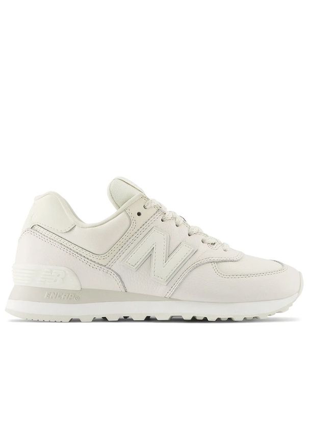 Buty New Balance WL574IR2 - białe. Kolor: biały. Materiał: guma, skóra, dresówka, bawełna, materiał. Szerokość cholewki: normalna. Model: New Balance 574