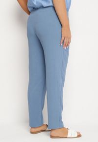 Born2be - Niebieskie Spodnie o Prostym Kroju z Gumką w Talii Filavia. Okazja: na co dzień. Kolor: niebieski. Styl: sportowy, elegancki, casual #7