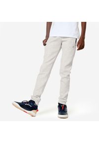 DOMYOS - Spodnie dresowe dla dzieci Domyos unisex. Kolor: szary. Materiał: elastan, bawełna, materiał. Sport: joga i pilates #1