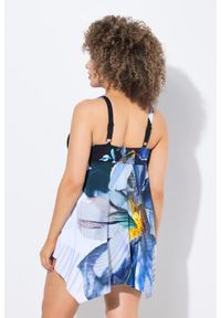 ULLA POPKEN - Damska Sukienka Kąpielowa kwiaty miękkie miseczki Powermesh. Kolekcja: plus size. Kolor: biały. Materiał: poliester, elastan, poliamid, materiał. Wzór: kwiaty
