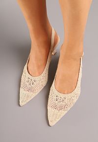 Renee - Beżowe Haftowane Sandały Vices na Szpilce Typu Slingback Atesia. Okazja: na co dzień, na spacer. Zapięcie: sprzączka. Kolor: beżowy. Wzór: haft. Obcas: na szpilce. Styl: casual, elegancki #3