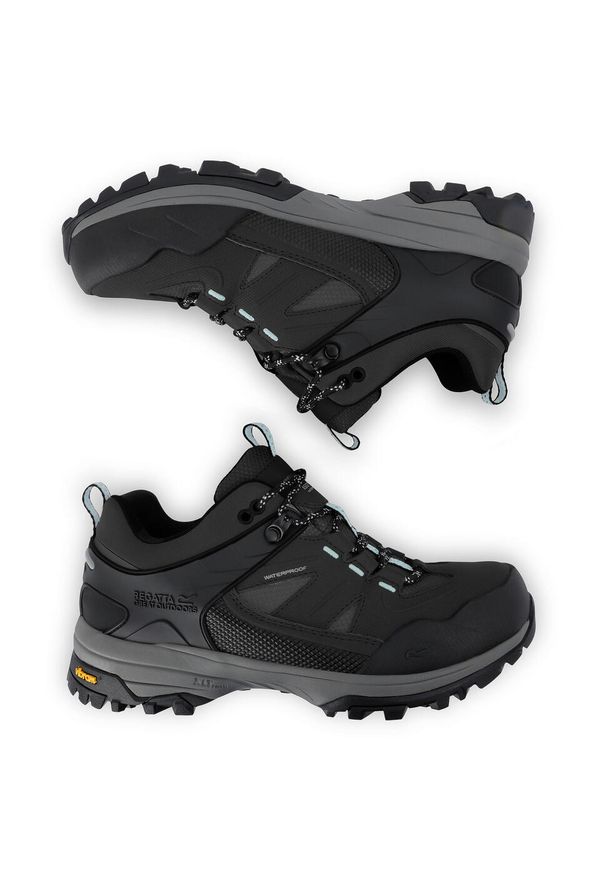 Regatta - Buty damskie trekkingowe niskie z membraną Regen Vibram. Kolor: czarny. Szerokość cholewki: normalna. Styl: sportowy