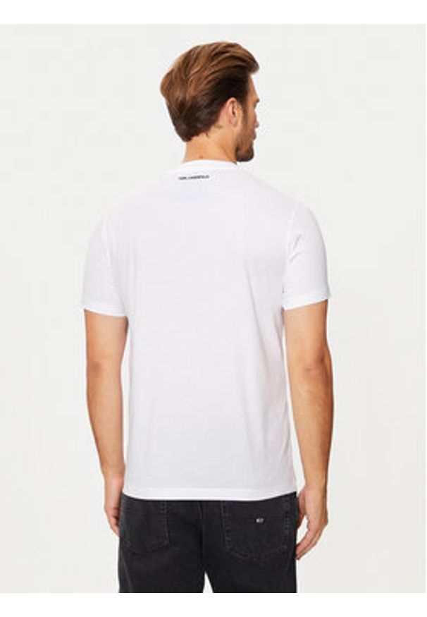 Karl Lagerfeld - KARL LAGERFELD T-Shirt 755061 544241 Biały Regular Fit. Typ kołnierza: dekolt w karo. Kolor: biały. Materiał: bawełna