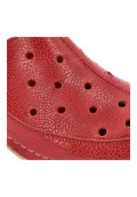 Bordowe Klapki Pollonus Wygodne Skórzane Buty Damskie. Okazja: na co dzień. Kolor: czerwony. Materiał: skóra. Styl: casual, klasyczny #5