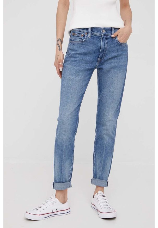 Polo Ralph Lauren jeansy damskie medium waist. Kolor: niebieski
