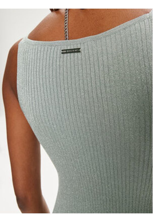 MICHAEL Michael Kors Sukienka dzianinowa MS482DMAFB Srebrny Slim Fit. Kolor: srebrny. Materiał: wiskoza