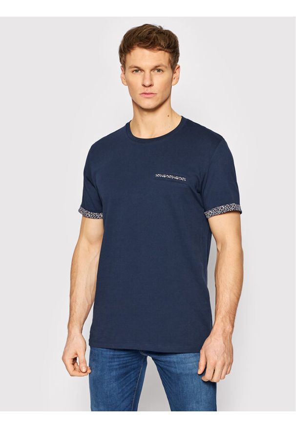 Jack&Jones PREMIUM T-Shirt Lyon 12205365 Granatowy Regular Fit. Kolor: niebieski. Materiał: bawełna