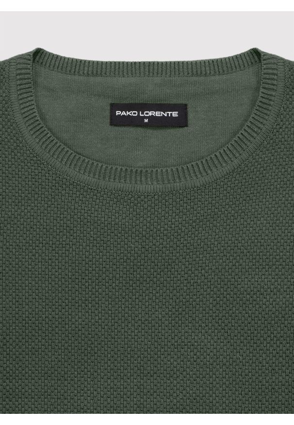 Pako Lorente - PAKO LORENTE - Zielony sweter męski o-neck. Kolor: niebieski, brązowy, zielony. Materiał: bawełna. Sezon: jesień