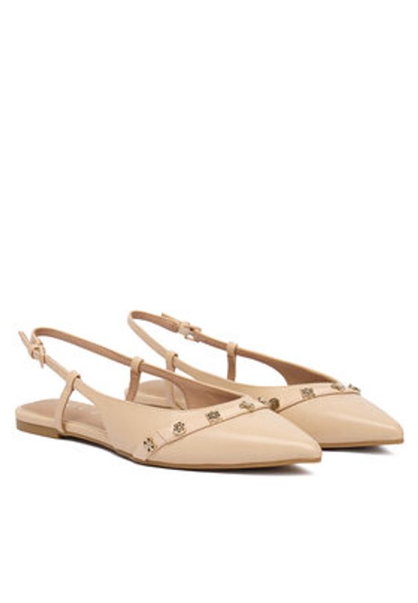 Guess Baleriny FLPDOR LEA05 Beżowy. Kolor: beżowy. Materiał: skóra