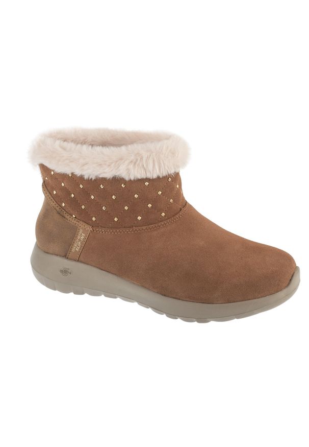 skechers - Buty zimowe damskie, Slip-Ins: On-The-Go Joy - Cozy Shimmer. Kolor: brązowy. Sezon: zima