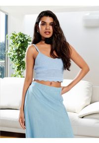 Sinsay - Spódnica midi z rozporkiem - niebieski. Kolor: niebieski. Materiał: materiał #1