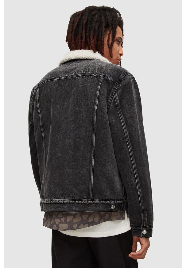 AllSaints kurtka jeansowa męska kolor czarny przejściowa. Okazja: na co dzień. Kolor: czarny. Materiał: jeans. Styl: casual