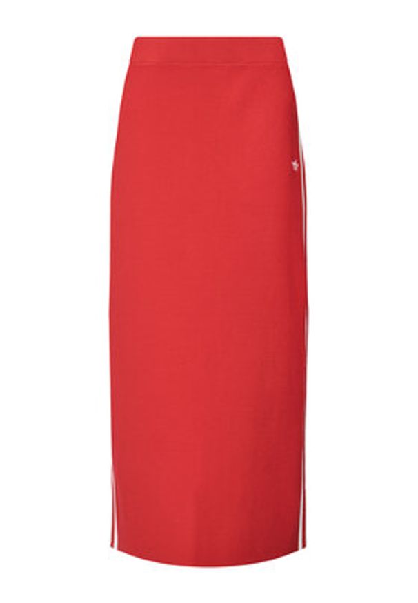 Adidas - adidas Spódnica ołówkowa adicolor Knit 3-Stripes JW2660 Czerwony Regular Fit. Kolor: czerwony. Materiał: wiskoza