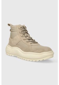 Tommy Jeans sneakersy TJM MIX MATERIAL BOOT kolor beżowy EM0EM01245. Nosek buta: okrągły. Zapięcie: sznurówki. Kolor: beżowy. Materiał: guma #3