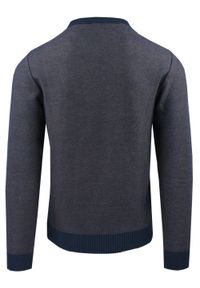 Sweter dla Mężczyzny - Lasota - U-Neck, Melanżowy Splot. Kolor: niebieski. Materiał: akryl, bawełna. Wzór: melanż, ze splotem. Sezon: zima, jesień #3