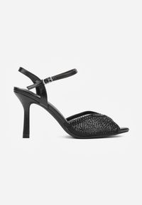 Renee - Czarne Eleganckie Sandały na Szpilce Ozdobione Cyrkoniami Viofera. Zapięcie: sprzączka. Kolor: czarny. Materiał: jeans. Wzór: aplikacja. Sezon: lato. Obcas: na szpilce. Styl: elegancki #5