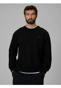 4f - 4F Bluza dresowa regular bez kaptura męska - czarna XXL. Okazja: na co dzień. Typ kołnierza: bez kaptura. Kolor: czarny. Materiał: dresówka. Styl: casual #1