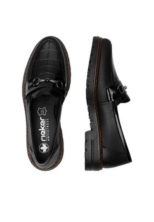 Rieker Loafersy 54862-01 Czarny. Kolor: czarny. Materiał: skóra