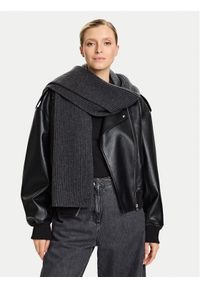 Calvin Klein Szalik Ck Metal Wool Rib Scarf LV04D8056G Szary. Kolor: szary. Materiał: wełna, materiał
