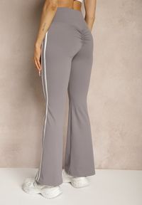 Renee - Szare Legginsy Flare High Waist z Marszczeniem i Lampasami Kirsena. Okazja: na co dzień. Stan: podwyższony. Kolor: szary. Styl: elegancki, casual #3
