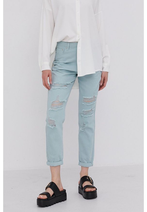 Answear Lab Jeansy damskie kolor zielony high waist. Stan: podwyższony. Kolor: turkusowy. Styl: wakacyjny