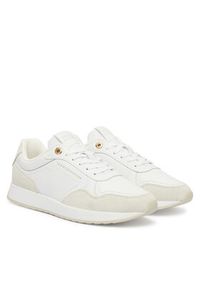 TOMMY HILFIGER - Tommy Hilfiger Sneakersy Monogram Mix Material Runner FW0FW09267 Biały. Kolor: biały. Materiał: zamsz, skóra #6