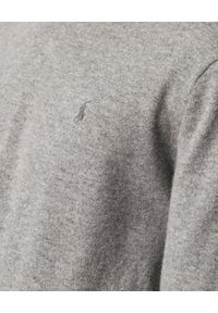 Ralph Lauren - RALPH LAUREN - Kaszmirowy sweter z haftowanym logo. Typ kołnierza: polo. Kolor: szary. Materiał: kaszmir. Długość rękawa: długi rękaw. Długość: długie. Wzór: haft. Styl: klasyczny #2