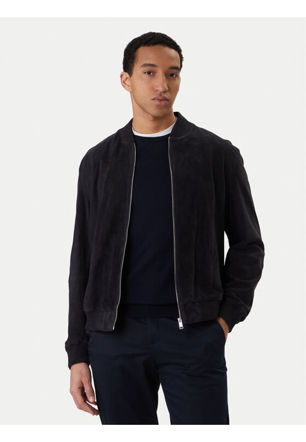 BOSS Kurtka skórzana H-Muller 50543213 Granatowy Regular Fit. Kolor: niebieski. Materiał: skóra