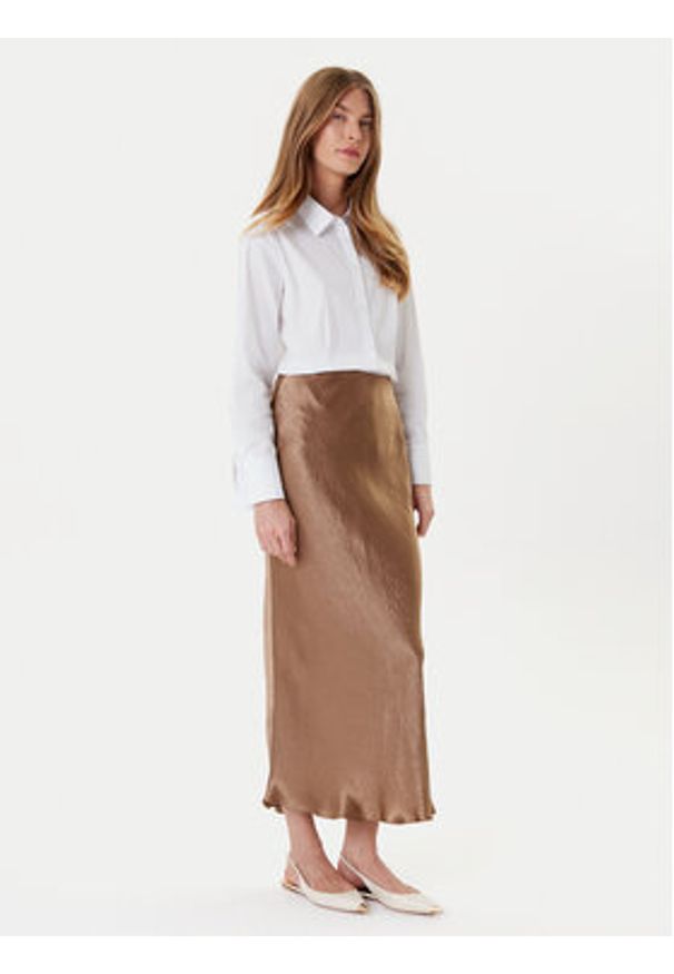 Marella Spódnica midi Pomez 2525106041 Brązowy Regular Fit. Kolor: brązowy. Materiał: syntetyk
