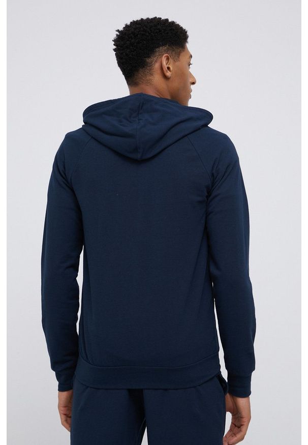 Emporio Armani Underwear Bluza męska kolor granatowy z kapturem z aplikacją. Typ kołnierza: kaptur. Kolor: niebieski. Długość rękawa: raglanowy rękaw. Wzór: aplikacja