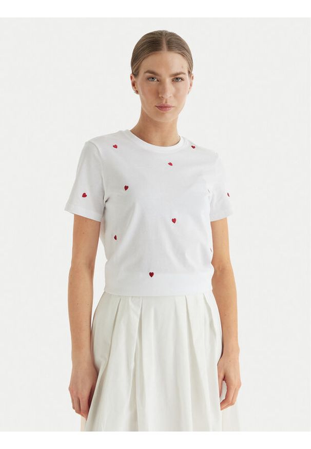 only - ONLY T-Shirt Ketty 15288473 Biały Regular Fit. Kolor: biały. Materiał: bawełna