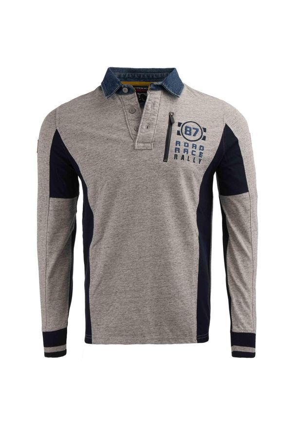 MEN'S HEALTH - Męska koszulka rugby Colorblocking Heavy Jersey, M. Kolor: niebieski, wielokolorowy. Materiał: bawełna. Wzór: kolorowy