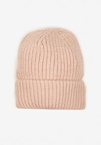 Born2be - Różowa Prążkowana Czapka Beanie z Wiskozą i Metaliczną Nicią Temiala. Kolor: różowy. Materiał: prążkowany, wiskoza. Styl: casual, elegancki #3