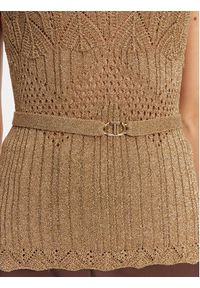 TwinSet - TWINSET Top 251TT3195 Beżowy Slim Fit. Kolor: beżowy. Materiał: wiskoza #4