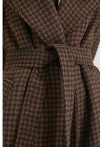 Abercrombie & Fitch płaszcz z domieszką wełny kolor brązowy przejściowy oversize. Kolor: brązowy. Materiał: wełna. Styl: klasyczny #4