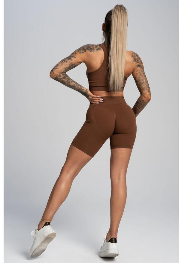 GYM GLAMOUR - Bikery fitness damskie Gym Glamour push up. Kolor: brązowy. Sport: fitness