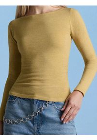 Sinsay - Sweter z marszczeniami po bokach z domieszką wełny - żółty. Kolor: żółty. Materiał: wełna #1