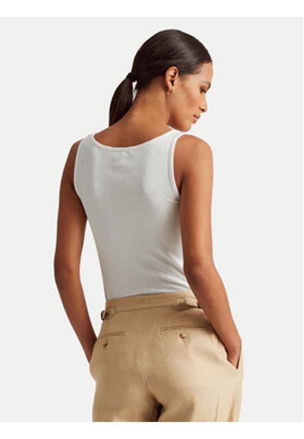 Lauren Ralph Lauren - LAUREN RALPH LAUREN Top 200704777004 Biały Slim Fit. Kolor: biały. Materiał: bawełna