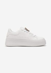 Born2be - Białe Sneakersy Caius. Kolor: biały. Materiał: materiał, satyna, skóra ekologiczna. Szerokość cholewki: normalna. Obcas: na platformie #6