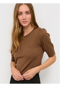 Kaffe Sweter Merin 10506856 Brązowy Regular Fit. Kolor: brązowy. Materiał: wełna #6