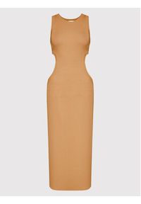 Simple Sukienka letnia SUD015 Brązowy Slim Fit. Kolor: brązowy. Materiał: syntetyk. Sezon: lato #5