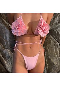 Intica - Bikini z regulowanym wiązaniem i kwiatowym wzorem na lato Filippina. Kolor: różowy. Materiał: materiał. Wzór: kwiaty #1