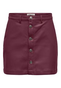 only - ONLY Spódnica z imitacji skóry Amazing 15331876 Bordowy Slim Fit. Kolor: czerwony. Materiał: skóra #2