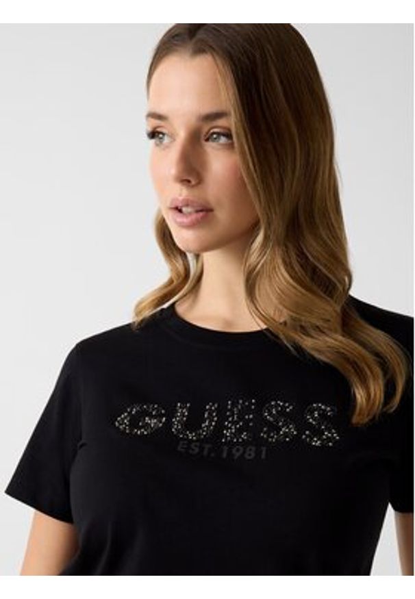 Guess T-Shirt W6GI15 K3035 Czarny Regular Fit. Kolor: czarny. Materiał: bawełna