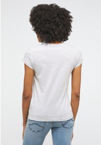 Mustang - MUSTANG Alina C Logo Tee Damski T-shirt Koszulka Light Grey Melange 1013222 4141 #4