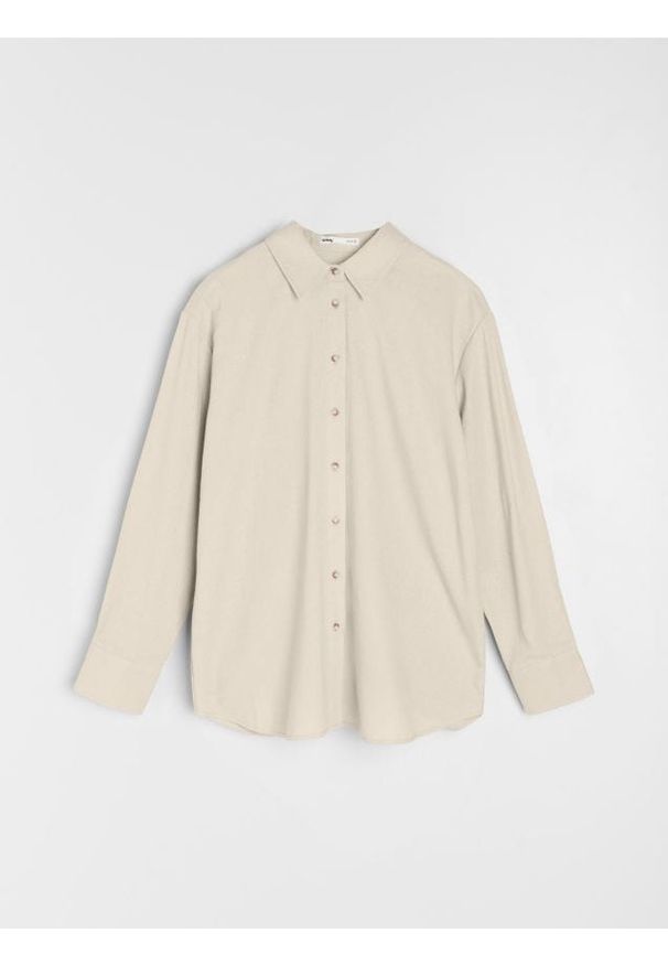 Sinsay - Koszula z domieszką lnu - beżowy. Kolor: beżowy. Materiał: len