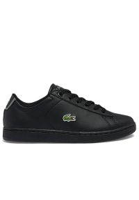 Buty Lacoste Carnaby Evo 741SUJ0003-02H - czarne. Okazja: na co dzień. Zapięcie: sznurówki. Kolor: czarny. Materiał: skóra, guma, syntetyk. Wzór: aplikacja. Model: Lacoste Carnaby Evo