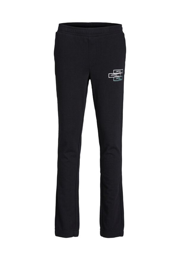 Jack&Jones Junior Spodnie dresowe Gordon 12221570 Czarny Regular Fit. Kolor: czarny. Materiał: dresówka, syntetyk