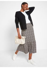 bonprix - Krótki kardigan ażurowy. Kolor: czarny. Materiał: wiskoza. Długość: krótkie. Wzór: ażurowy #3